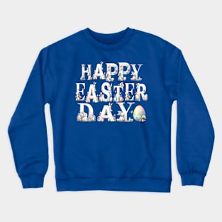 watercolor Springtime Rabbits and Eggs Decor to HAPPY EASTER day Joyful Easter Bunny Greetings Celebration Festive Crewneck Sweatshirt